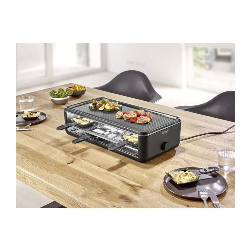 Appareil à raclette SEVERIN - 8 personnes - Plaque céramique 48 x 24 cm - Grill 1300 W