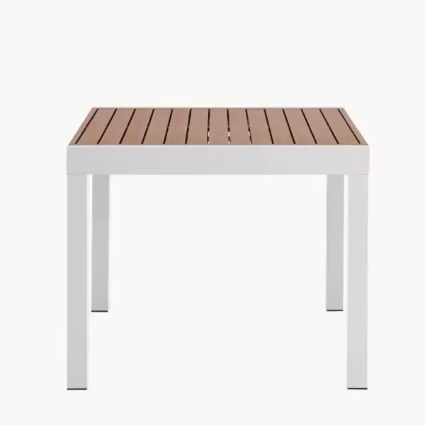 Table de jardin extensible CALVI - Rectangulaire - Plateau aluminium aspect bois - 6 personnes