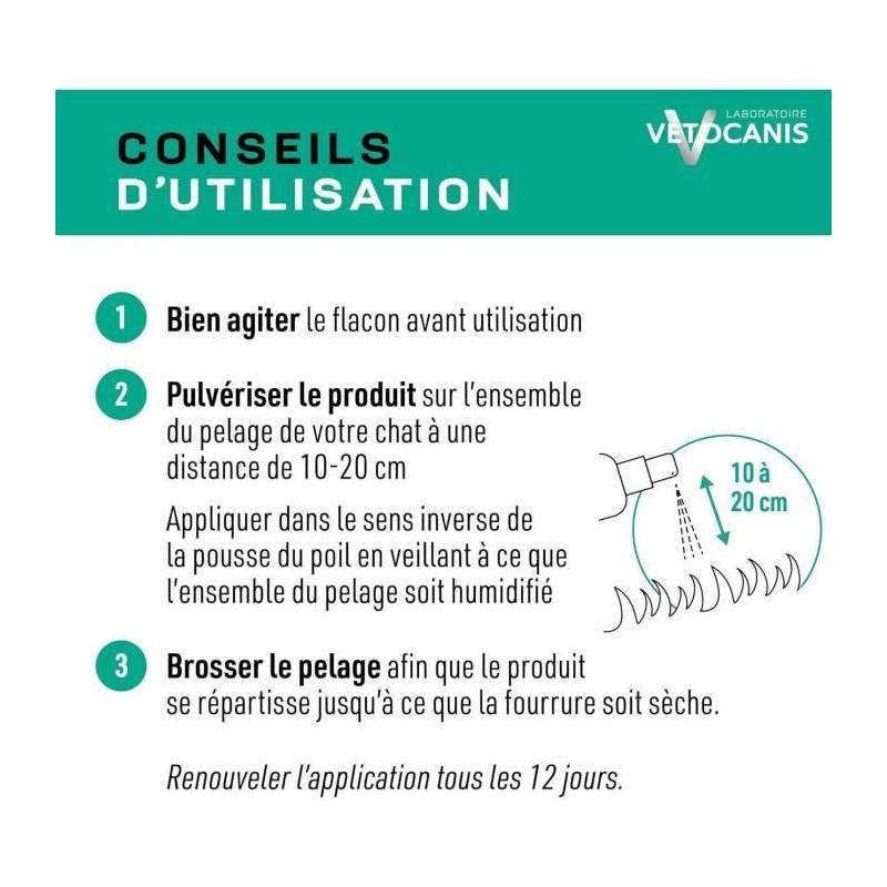 Spray antiparasitaire 3 en 1 pour Chat - 250 ml