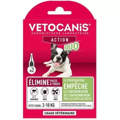 VETOCANIS Duo Spot on Petit Chien - Anti-puces et Anti-tiques