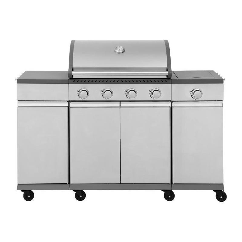 Barbecue à gaz - COOKING BOX - BRISBANE - Inox - 142 X 57 X 112 cm - Gris