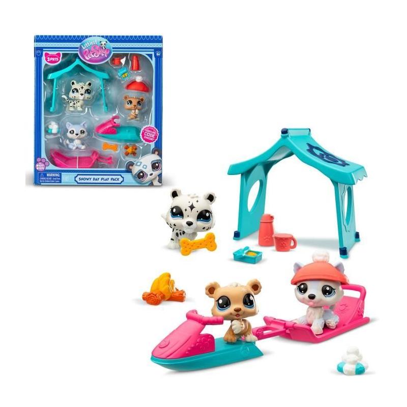 Pack à thème 3 Pets - BANDAI - Littlest Pet Shop Neige - Animaux et accessoires