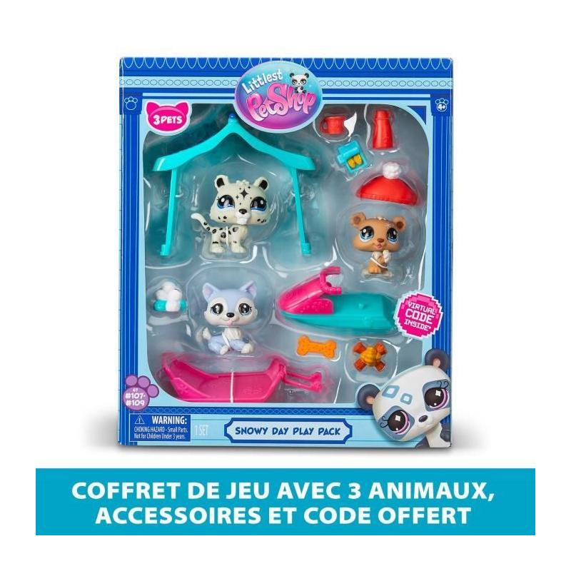 Pack à thème 3 Pets - BANDAI - Littlest Pet Shop Neige - Animaux et accessoires