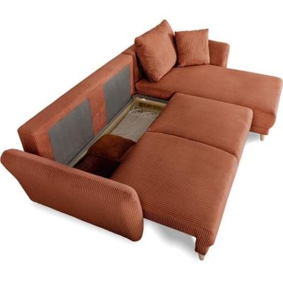 Canapé d'angle convertible réversible - CLAUDIUS - Tissu Lincoln Terracotta