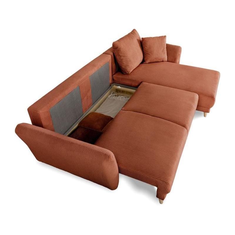 Canapé d'angle convertible réversible - CLAUDIUS - Tissu Lincoln Terracotta
