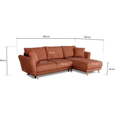 Canapé d'angle convertible réversible - CLAUDIUS - Tissu Lincoln Terracotta