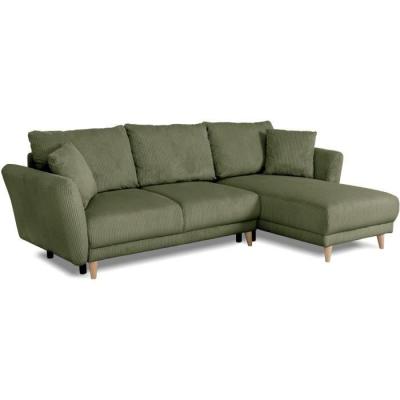 Canapé d'angle convertible réversible CLAUDIUS 3/4 places - Lincoln Kaki - Coffre
