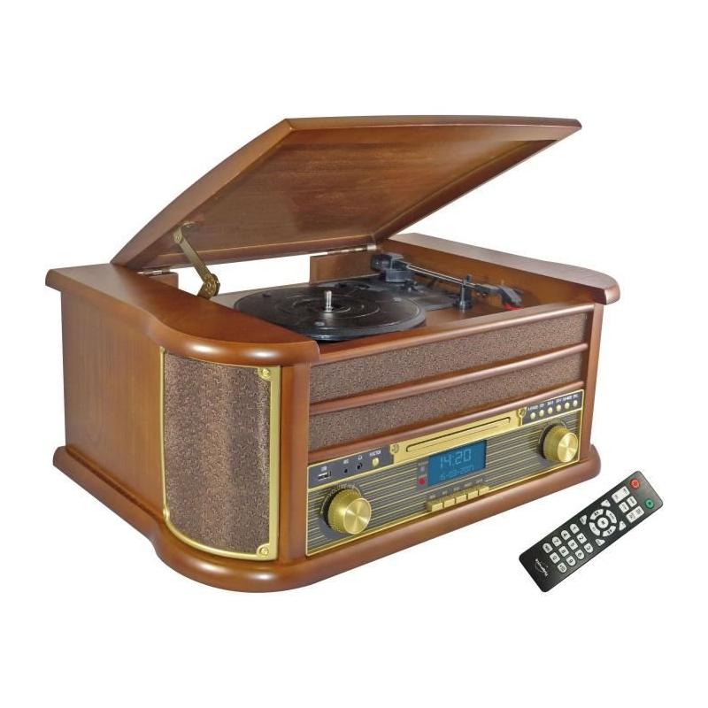Chaîne Hifi rétro Bluetooth 5.0 - Lecteur CD/K7 - Radio FM