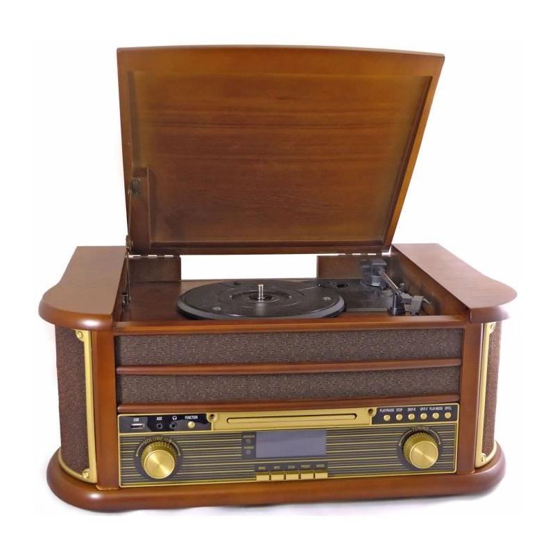 Chaîne Hifi rétro Bluetooth 5.0 - Lecteur CD/K7 - Radio FM