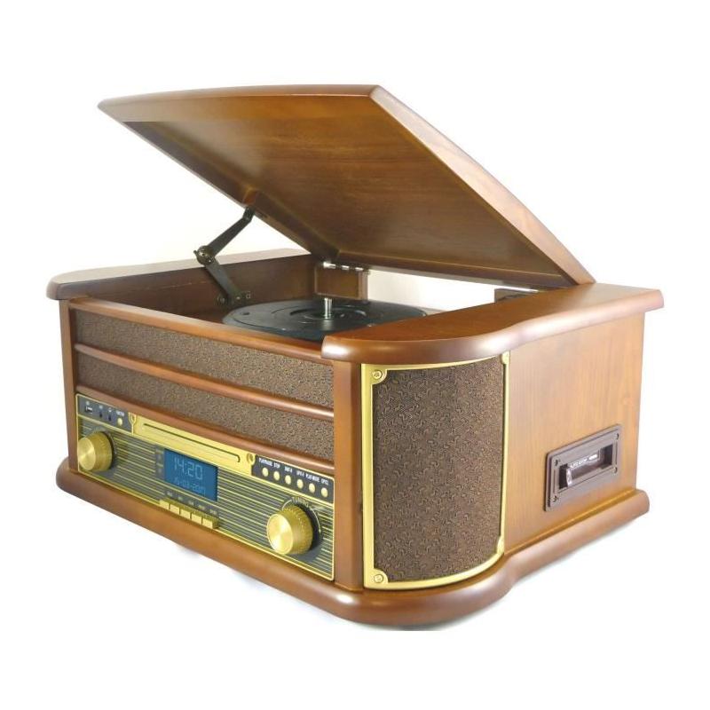 Chaîne Hifi rétro Bluetooth 5.0 - Lecteur CD/K7 - Radio FM