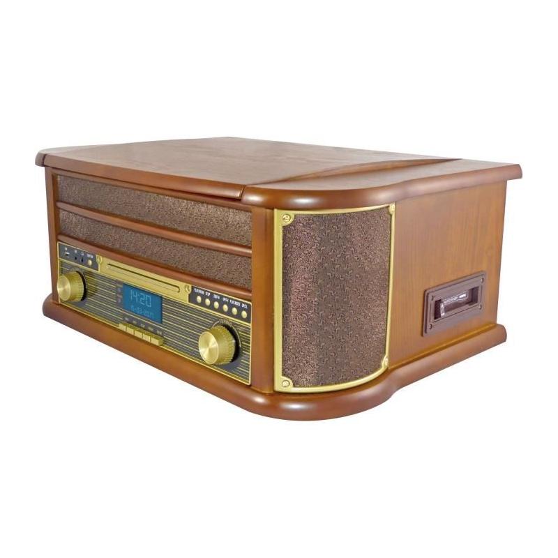 Chaîne Hifi rétro Bluetooth 5.0 - Lecteur CD/K7 - Radio FM