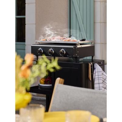 Plancha a gaz CUENCA 3 feux avec housse - Noir - 65 X 50 X 23 cm