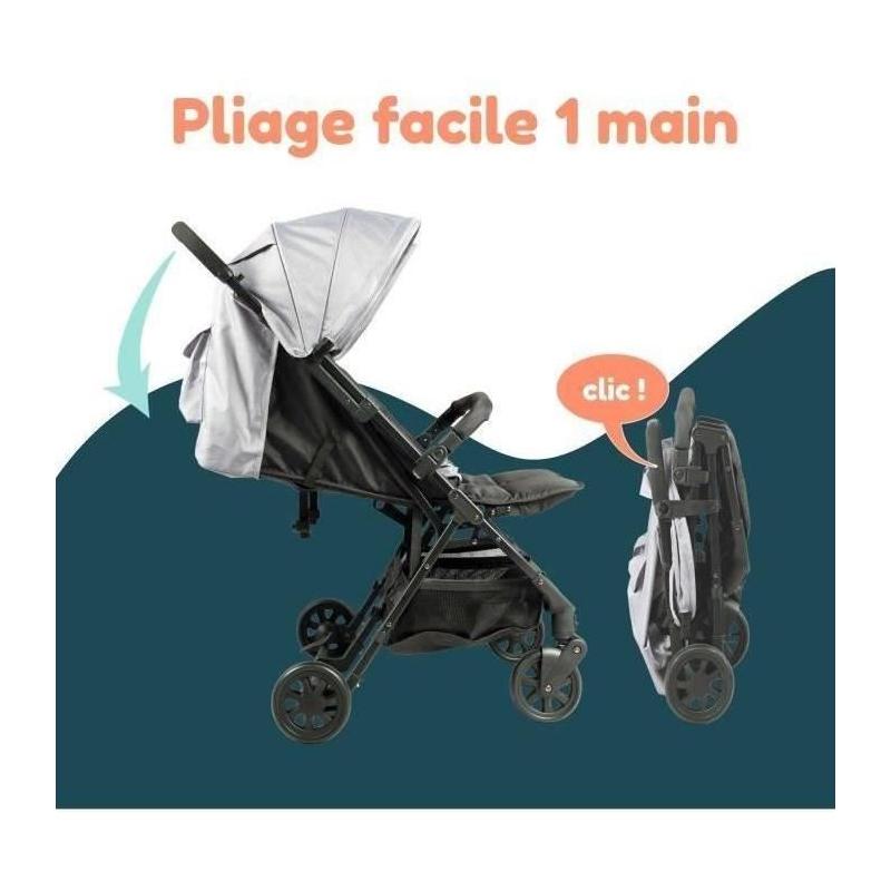 Poussette Double Compacte pour Jumeaux - Bambisol DS209 GRIS NOIR