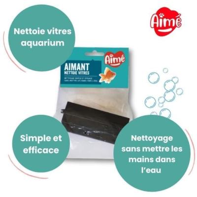 Aimant aquarium nettoie vitres AIMÉ - Facile à utiliser, 10cm