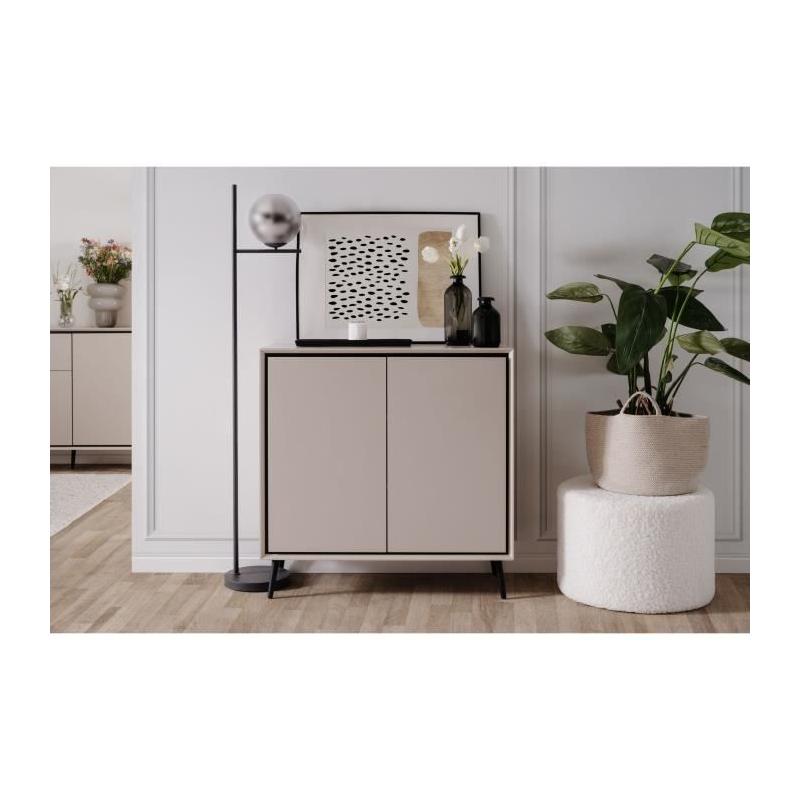 Buffet ARONA 01A - Beige/Noir - Compact et Élégant