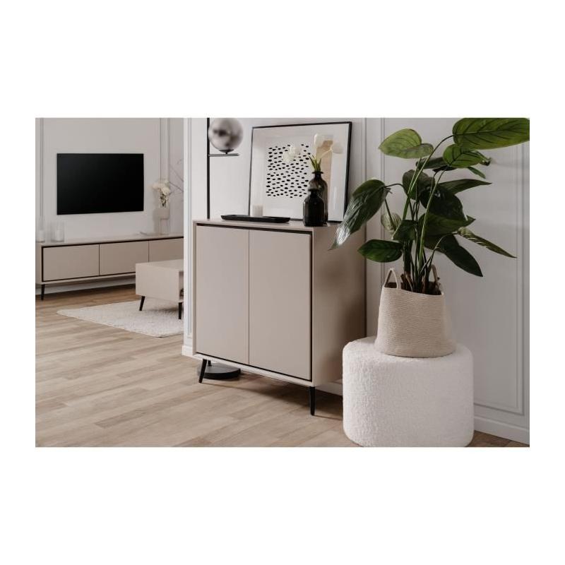 Buffet ARONA 01A - Beige/Noir - Compact et Élégant