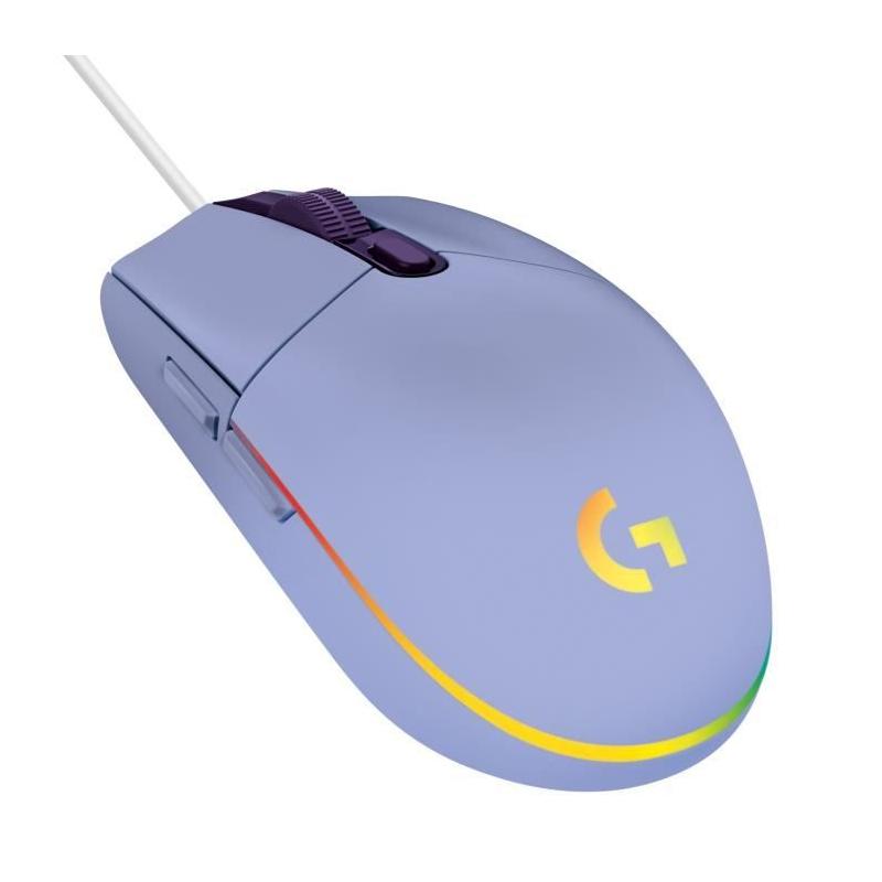 Souris gamer Logitech G203 Lightsync RGB Lilas - USB