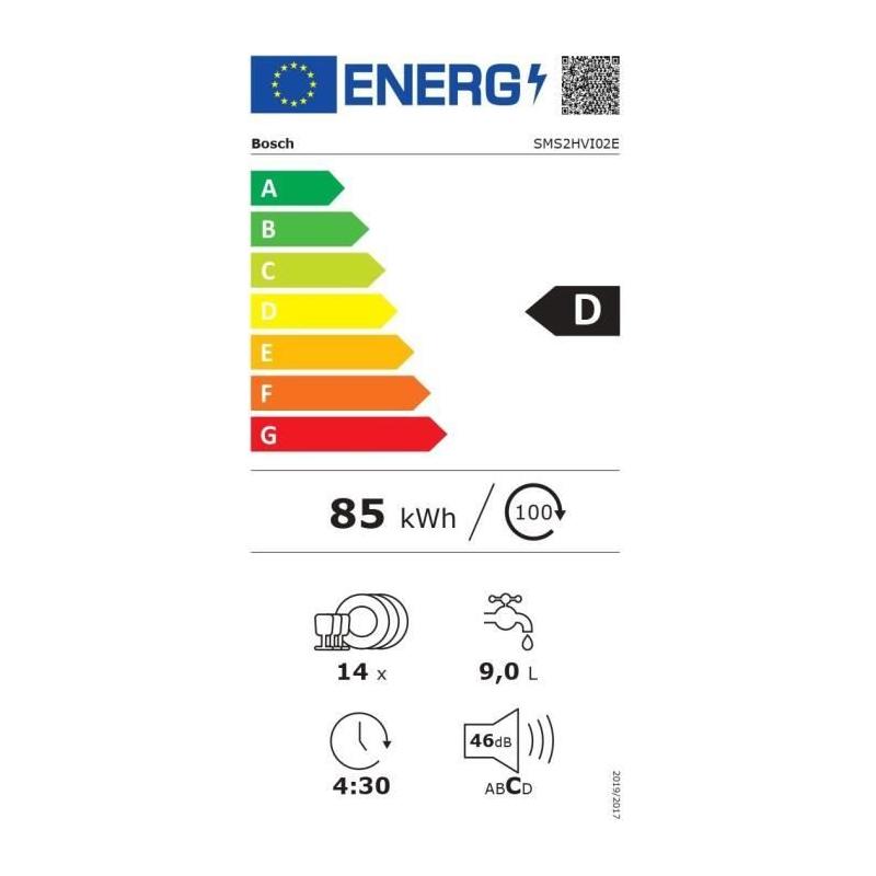 Lave-vaisselle BOSCH SMS2HVI02E : Performant et Silencieux - 14 couverts