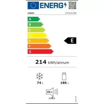 Réfrigérateur combiné Candy 260L Noir - Classe E