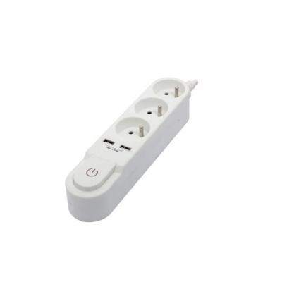 Bloc multiprise CHACON avec interrupteur - 3 prises 16A et 2 sorties USB 2A