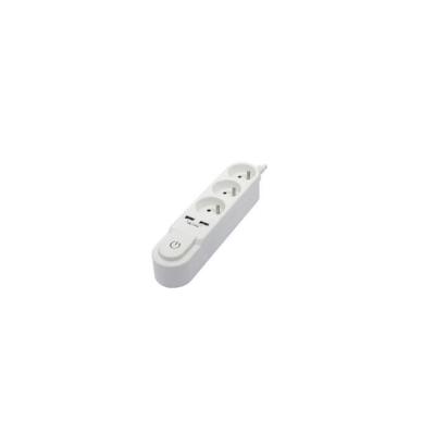 Bloc multiprise CHACON avec interrupteur - 3 prises 16A et 2 sorties USB 2A