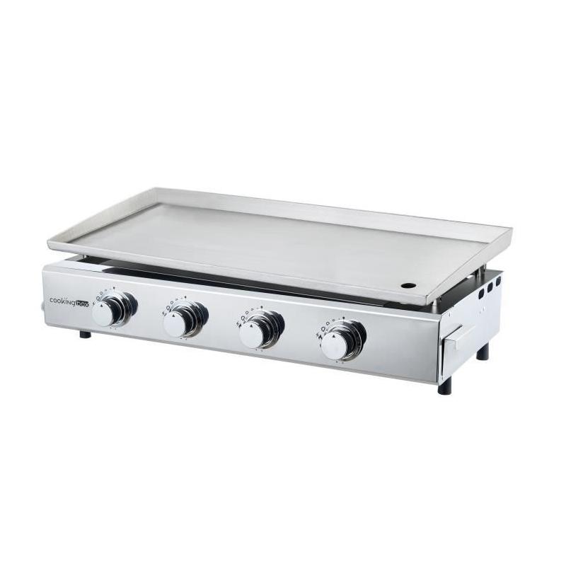 Plancha à gaz BRASILIA - 4 feux - Tout inox - XXL - 84 x 34 cm