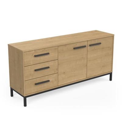 Enfilade 2 portes / 3 tiroirs CRAFT Chene Hamilton / Noir - 152 x 39,5 x 72,3 cm