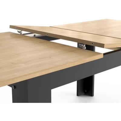 Table extensible CRAFT rectangulaire chêne Hamilton et noir mat - 6 places