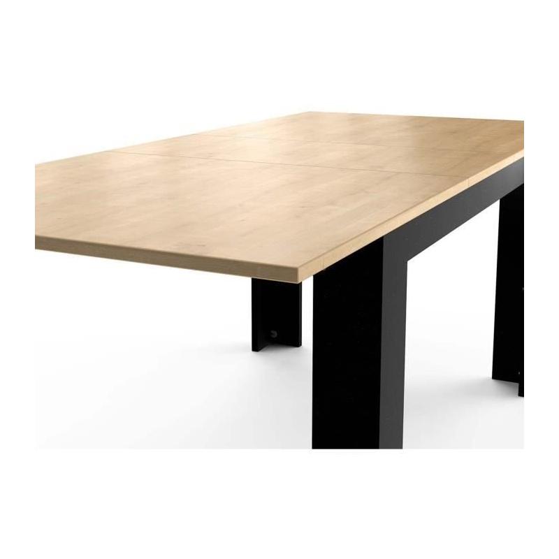 Table extensible CRAFT rectangulaire chêne Hamilton et noir mat - 6 places