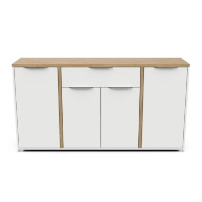 Enfilade ACCESS - 4 portes + 1 tiroir - Chene Hamilton/Blanc - Made in France
