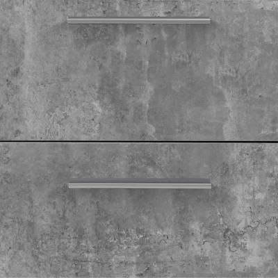 Buffet moderne 4 portes + 3 tiroirs - Blanc/Gris béton - Certification FSC - 179x42x74,5 cm