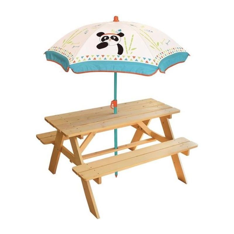 Table de Pique-nique Enfant - FUN HOUSE - INDIAN PANDA - Avec Parasol