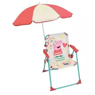 Ensemble Chaise Pliante Peppa Pig Camping + Parasol - Pour Enfant