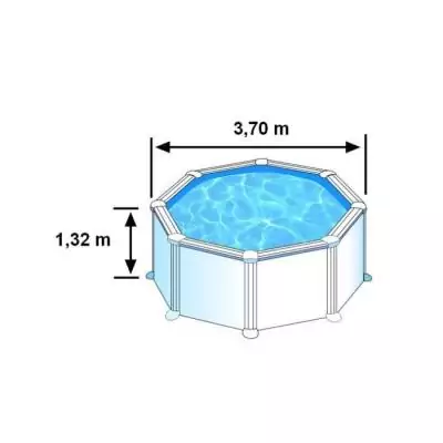 Kit Piscine Hors Sol Acier Ronde Blanche Ø370 x 132 cm - Livrée avec Filtre à Sable et Échelle