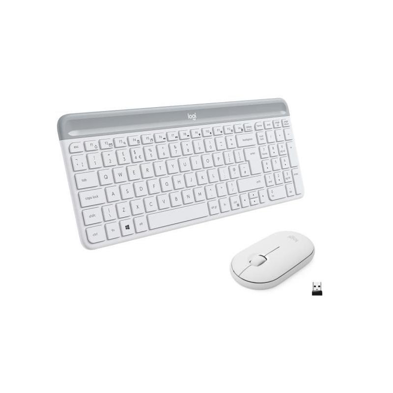 Ensemble Clavier Souris Logitech MK470 Slim Blanc - Sans fil et Silencieux