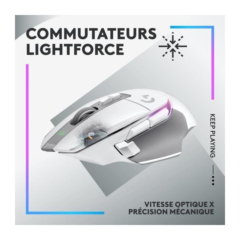 Souris gamer sans fil Logitech G502 X Plus - Blanc - Compact et performant