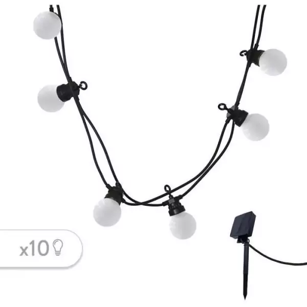Guirlande lumineuse solaire - LUMISKY - PARTY MILKY SOLAR - 5.70 m - 8 modes - 10 globes blanc chaud LED