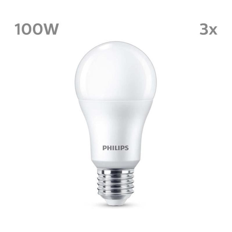 Ampoule LED PHILIPS 100 W - Blanc froid - Lot de 3