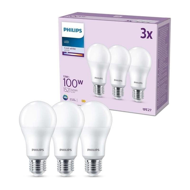 Ampoule LED PHILIPS 100 W - Blanc froid - Lot de 3