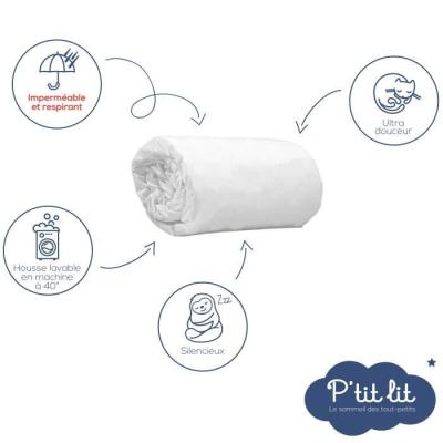 Protection matelas bébé en bamboo - Lot de 2 - Doux et imperméable - 40x80 cm