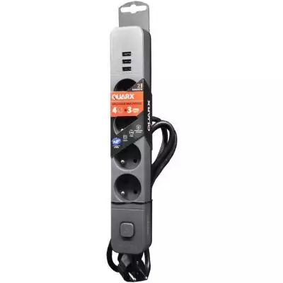 Multiprise QUARX avec 4 prises + 3 ports USB - Câble 3m