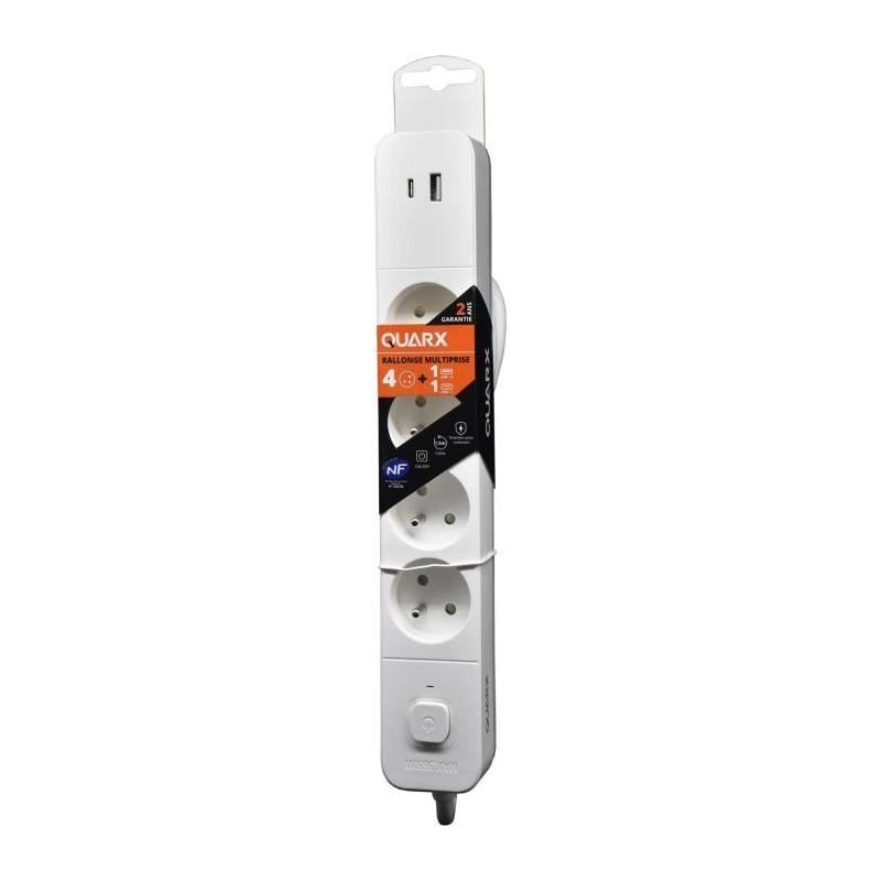 Multiprise QUARX - 4 prises avec USB Type C et USB A