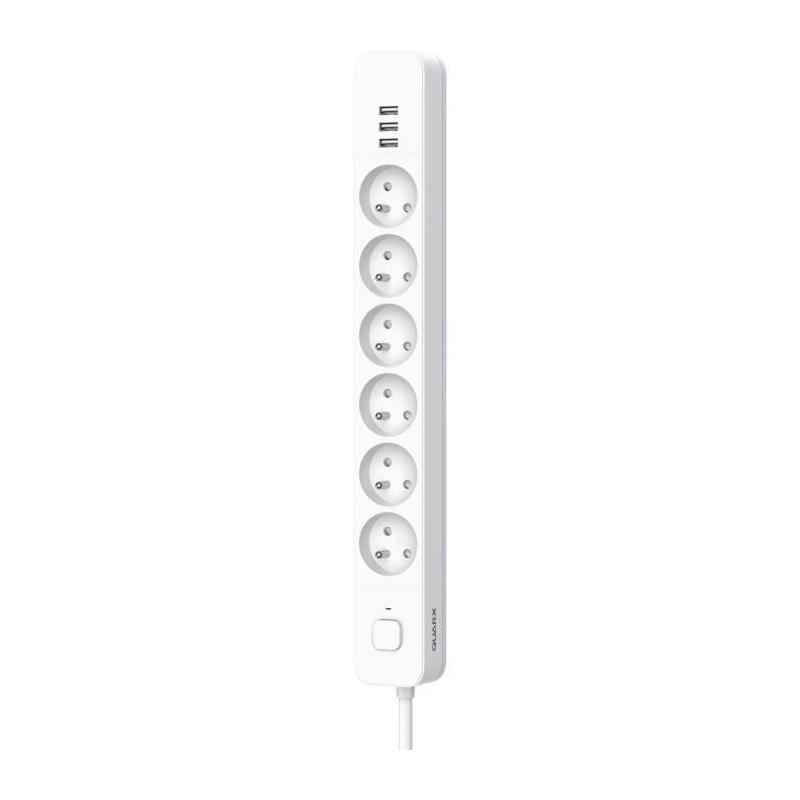 Multiprise QUARX avec 6 prises et 3 ports USB