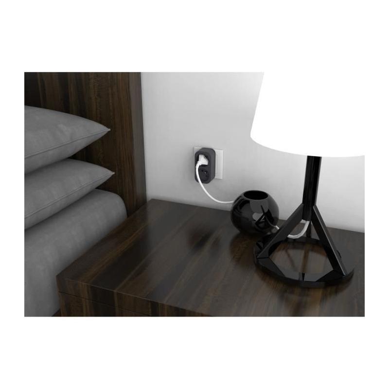 Multiprise Biplite QUARX - 2P 16A - Noir et gris anthracite