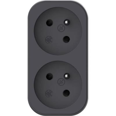 Multiprise Biplite QUARX - 2P 16A - Noir et gris anthracite