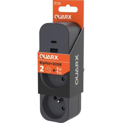 Prise multiple Biplite QUARX - 2P 16A avec USB-A et USB-C