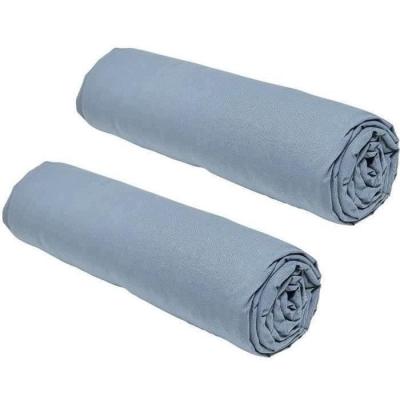 Lot de 2 draps housses TODAY Essential - 160 x 200 cm - 100% Coton - Denim