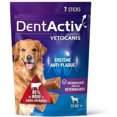 DentActiv - 7 Bâtonnets VETOCANIS pour Chien 15kg+