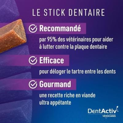 DentActiv - 7 Bâtonnets VETOCANIS pour Chien 15kg+
