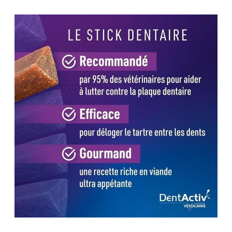 DentActiv - 7 Bâtonnets VETOCANIS pour Chien 15kg+